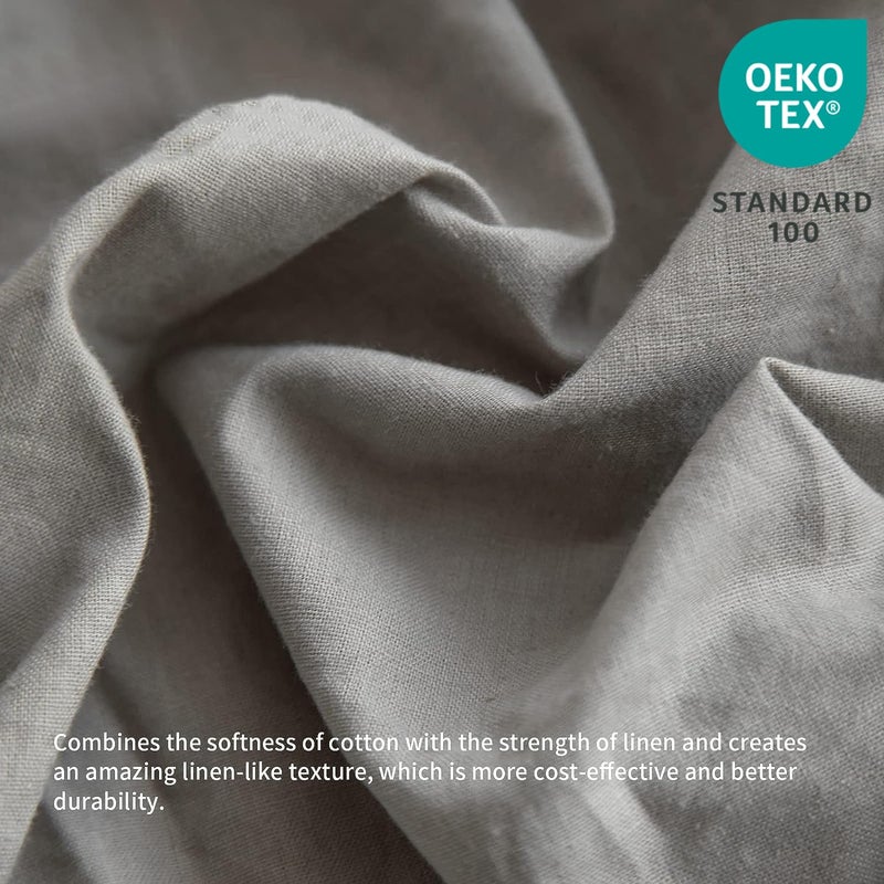 BISELINA French Linen Bed Skirt with Pleated Frills 22-Inch Tailored Drop Natural Flax Cotton Blend Dust Ruffle Soft Cozy Farmhouse Bedding (22" King, Grey) - Image 2